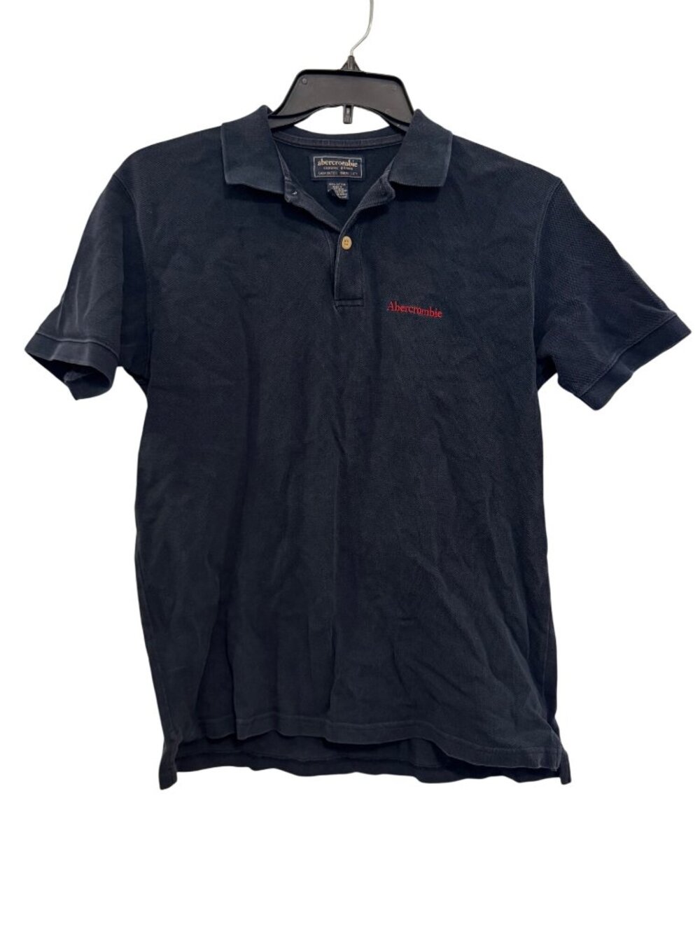 vintage Abercrombie Mens Navy Blue Short Sleeve Polo Shirt Cotton Size L